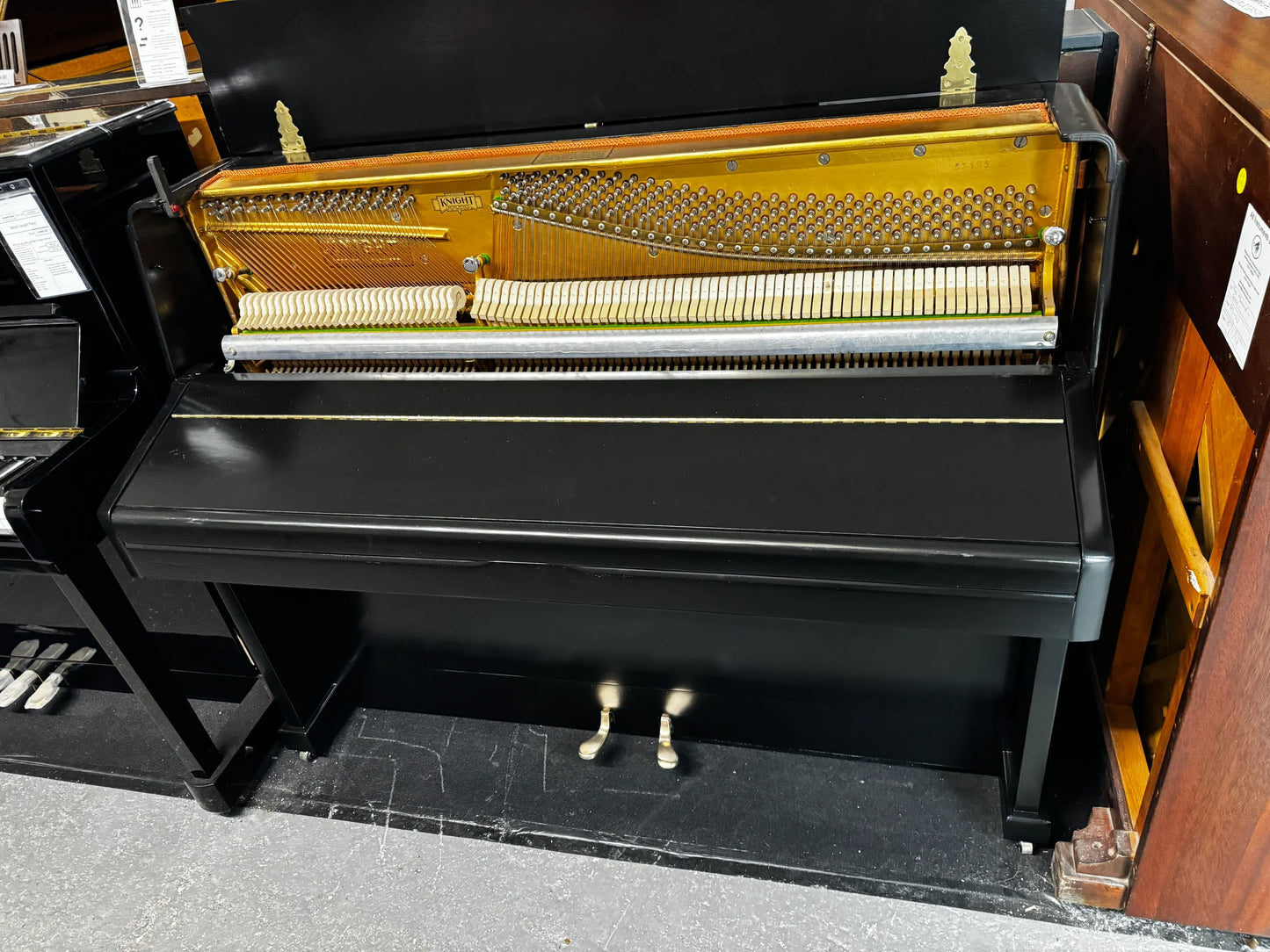 Knight Upright Piano in black satin